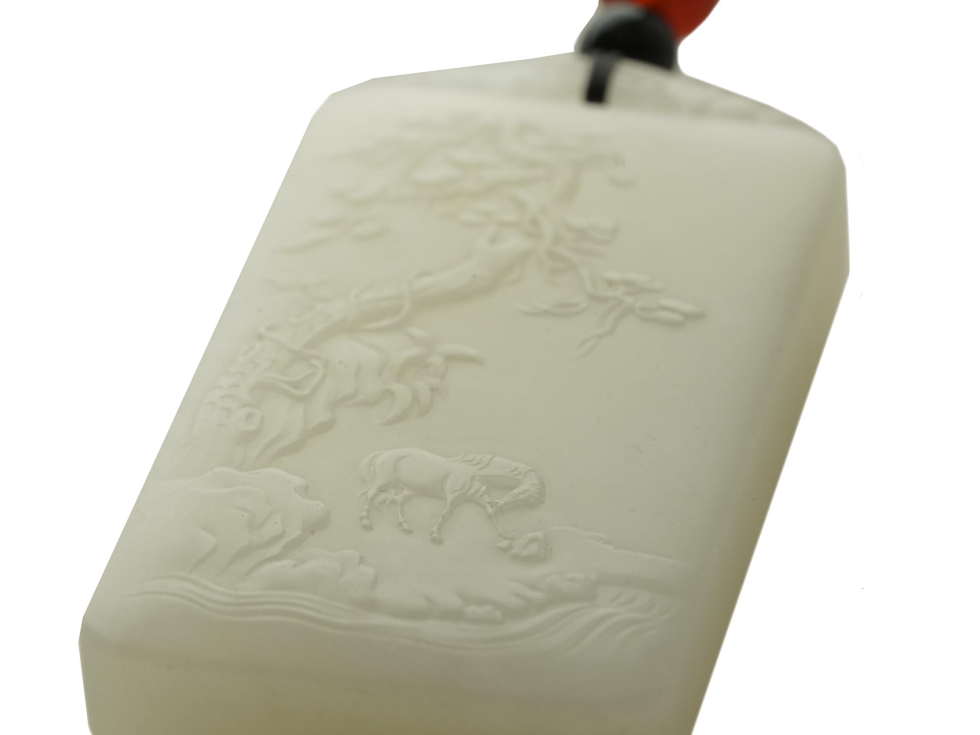CHINESE HETIAN WHITE JADE GUANYIN CARVED PENDANT PIC-4